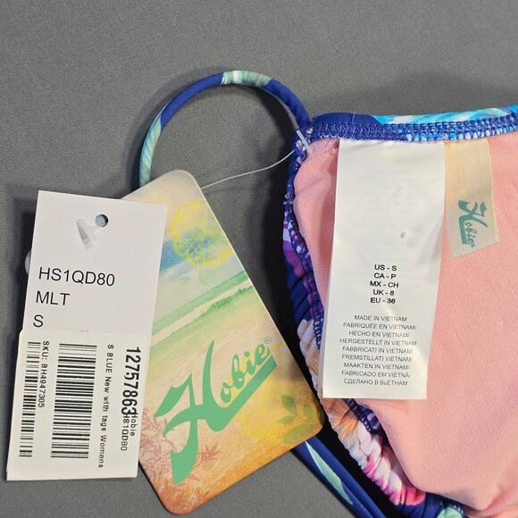 Hobie Blue String Bikini Top NEW Swimwear Stretch Padded Women's Size S Juniors - Picture 3 of 7